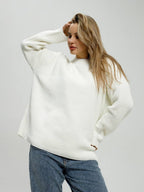 Women's Chunky Knit Comfort Sweater with Round Neckline