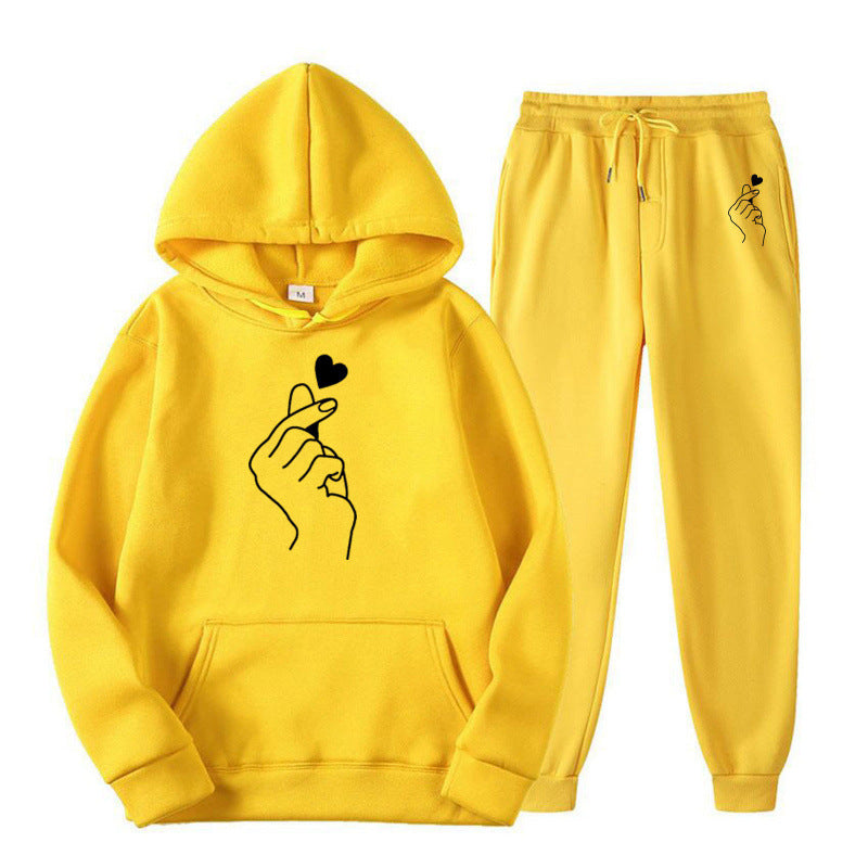 Women's Jogging Suit with Creative Heart Motif and Comfortable Fit