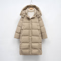 Women's Long Down Jacket with Adjustable Hood and Luxury Lining