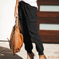 Women's Casual Cargo Pants with Elastic Waistband