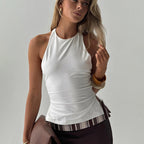 Women's Sleeveless Top with Elegant Neckline