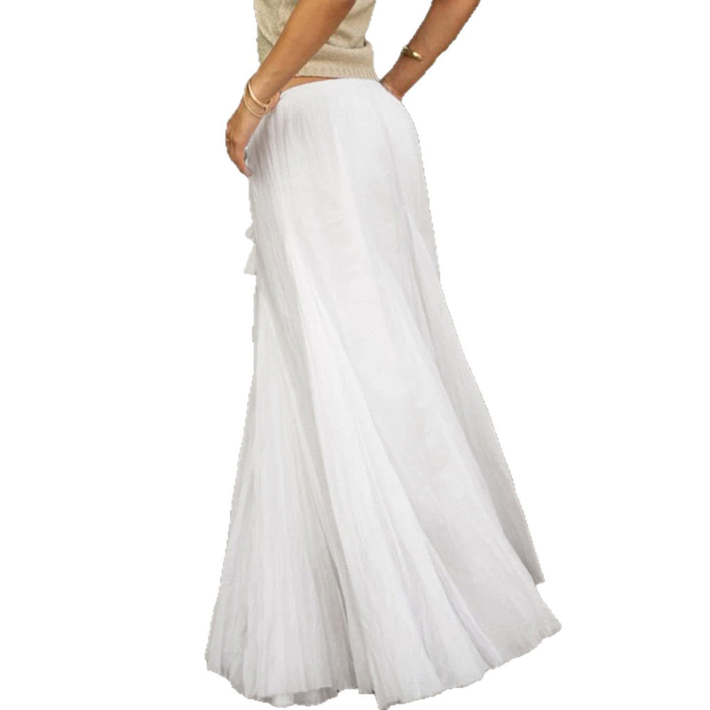 Women's Maxi Skirt with Elastic Waistband and Side Pockets