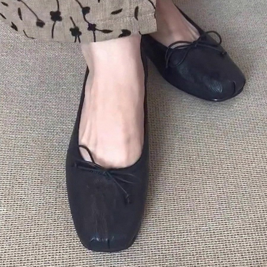 Women's Ballet Flats with Unique Toe Design and Adjustable Strap