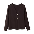 Women's Elegant V-Neck Button-Down Cardigan