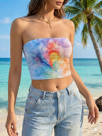 Women's Bandeau Top with Vibrant Floral Design