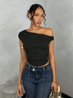 Asymmetrical Crop Top with Wave Design