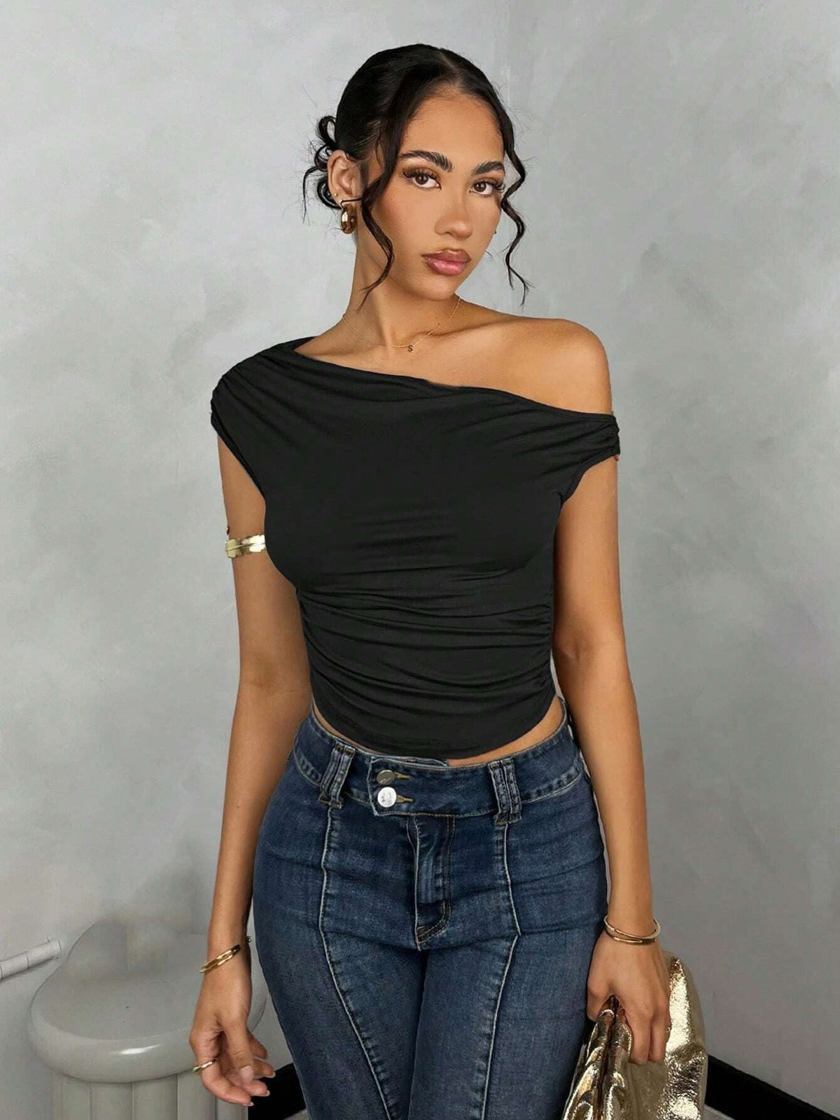 Asymmetrical Crop Top with Wave Design