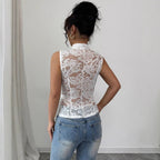 Women's Lace Shirt Blouse with Elegant Button Placket