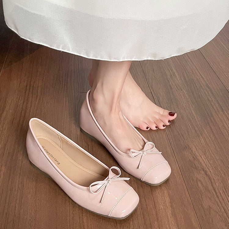 Women's Patent Leather Ballet Flats with Comfortable Wedge Sole