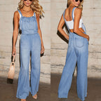 Women's Casual Wide-Cut Denim Overalls