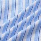 Women's Short-Sleeve Shirt with Casual Stand-Up Collar and Fine Stripe Pattern