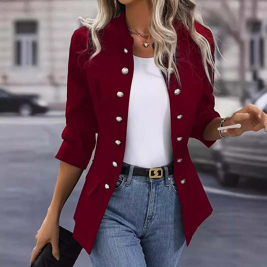 Women's Blazer with Stylish Snap Buttons