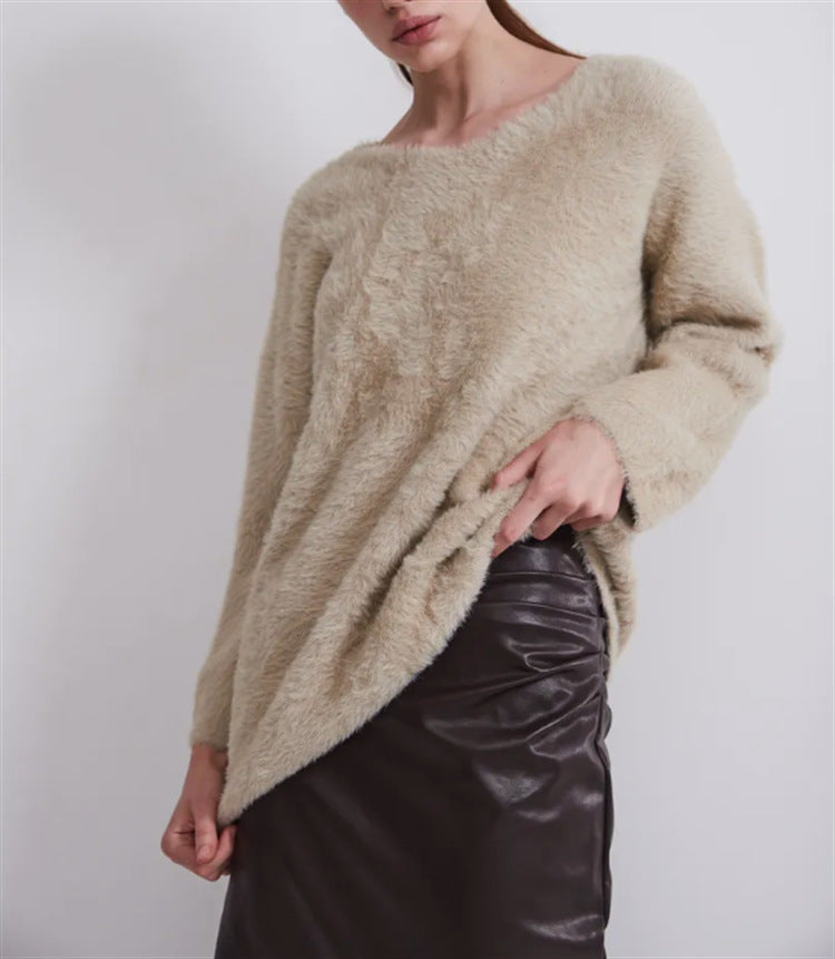Women's Fluffy V-Neck Sweater