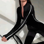 Women's Long-Sleeve High-Neck Seamless Jumpsuit