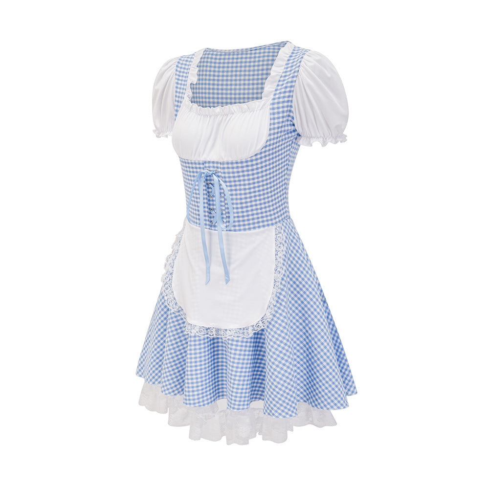 Women's Dirndl Dress with Traditional Plaid Pattern