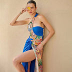 Women's Swimsuit Set with Asymmetric Design and Skirt