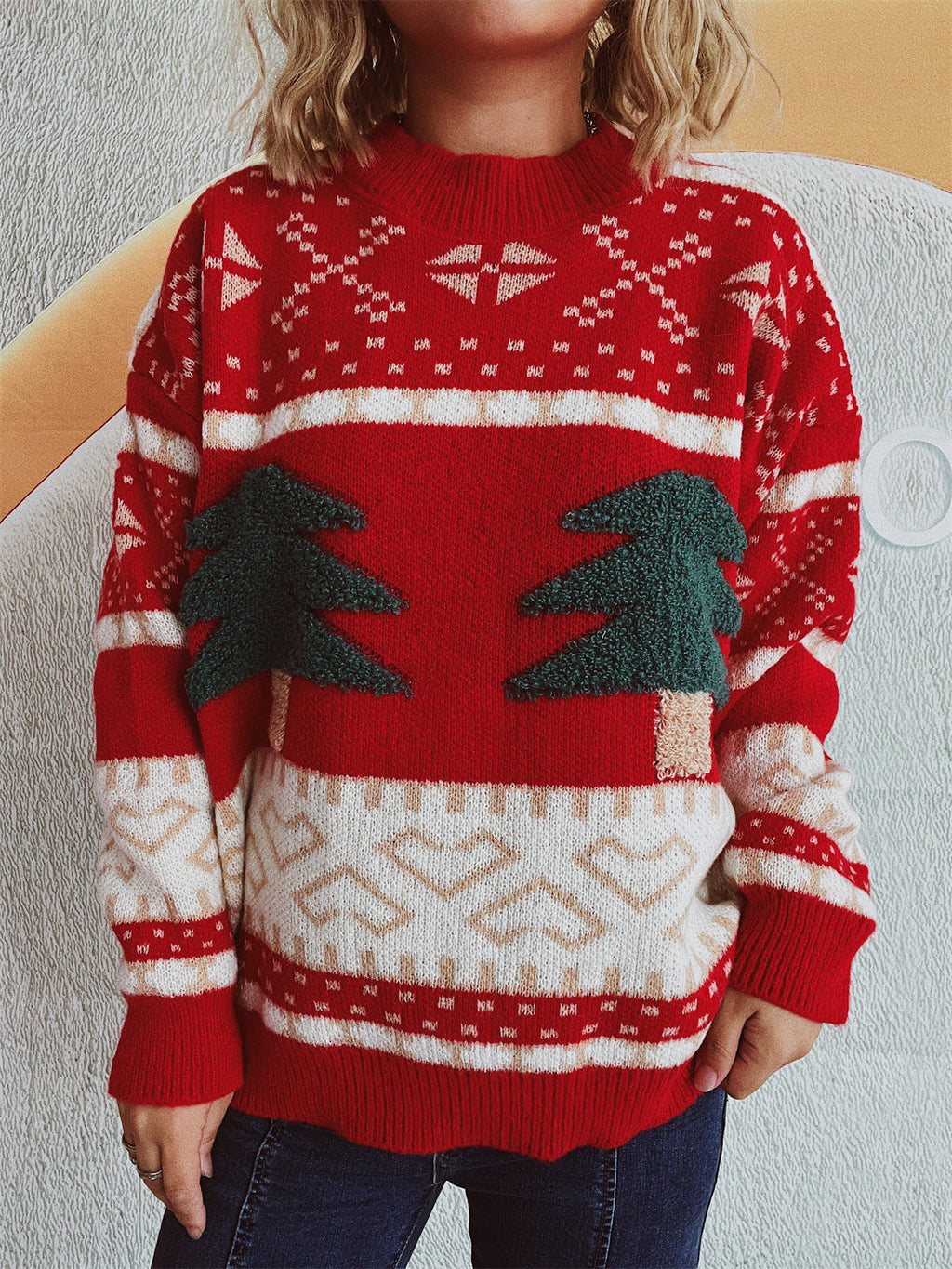 Women's Festive Knit Sweater with Holiday Motif