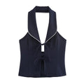 Women's Sleeveless Blouse with Elegant Bow Detail