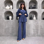 Women's Elegant Set with Long Blouse and Wide Pants
