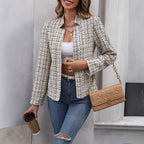 Women's Tweed Blazer with Textured Pattern