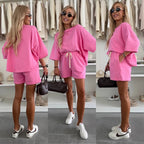 Women's Casual Oversized T-Shirt and Shorts Set with Adjustable Waist