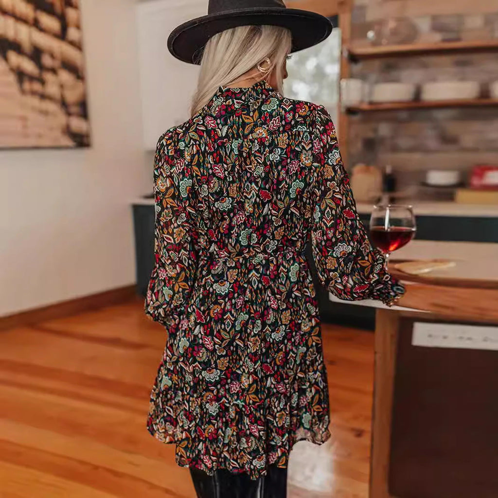 Women's Blouse Dress with Floral Design