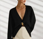 Elegant V-Neck Cardigan with Decorative Button