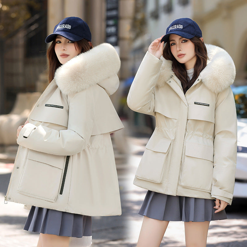 Elegant and Warm Winter Jacket with Detachable Faux Fur Collar