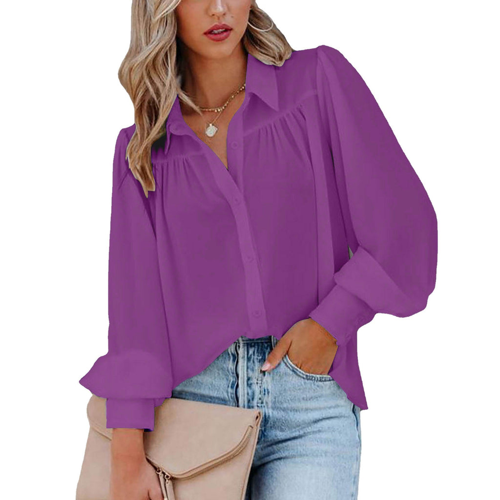 Women's Blouse with Feminine Ruffle Details and Loose Sleeves