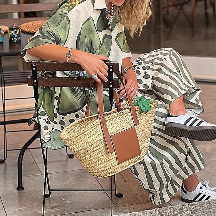 Casual Blouse and Palazzo Pants Set