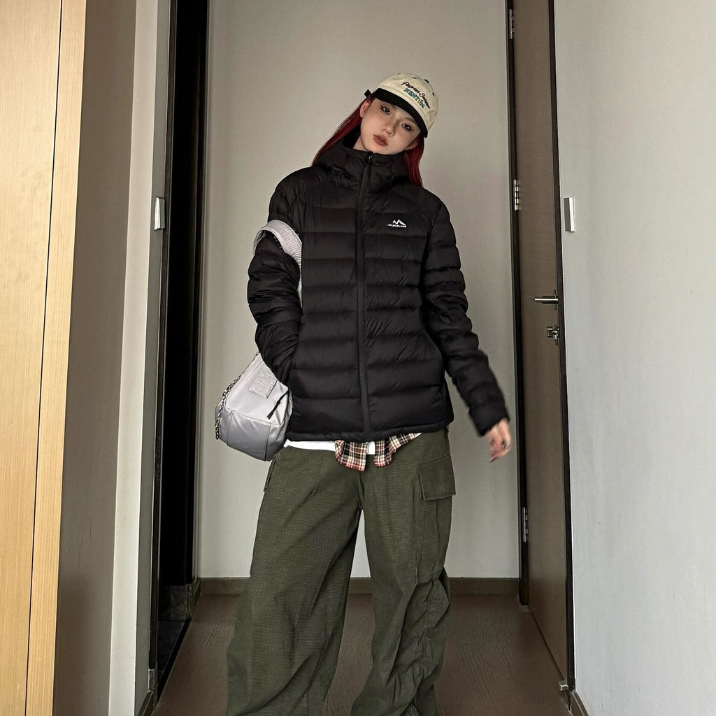 Women's Quilted Winter Jacket with High Collar and Pockets