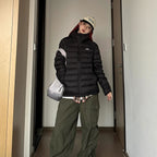 Women's Quilted Winter Jacket with High Collar and Pockets