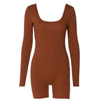 Women's Long-Sleeve Bodysuit with Square Neckline