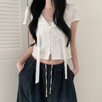 Women's Short-Sleeve Polka Dot Blouse