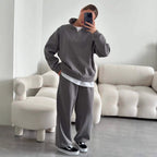 Women's Cozy Fleece Loungewear Set with Stand-Up Collar