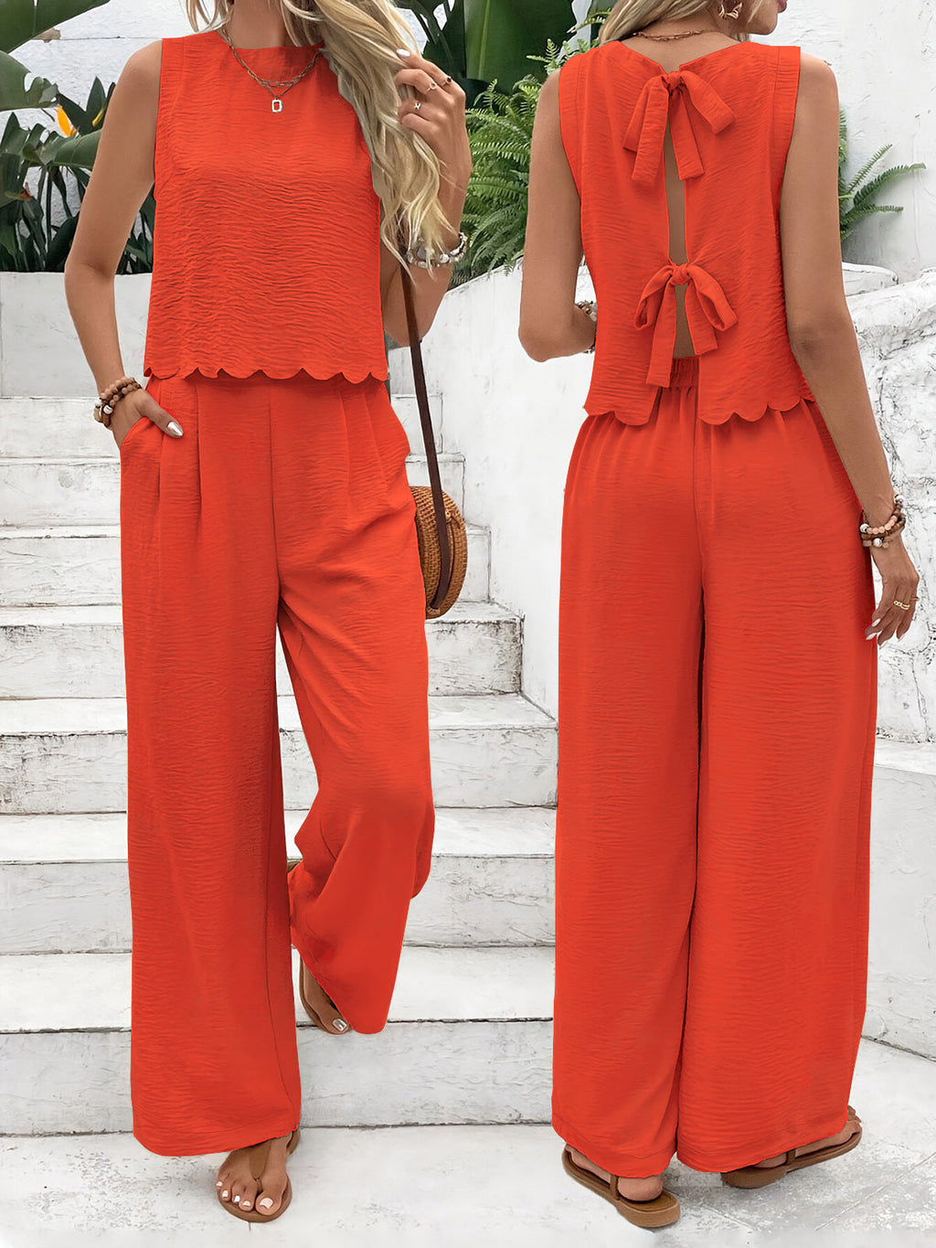 Women's Jumpsuit with Elegant Back Cutout and Wide Leg