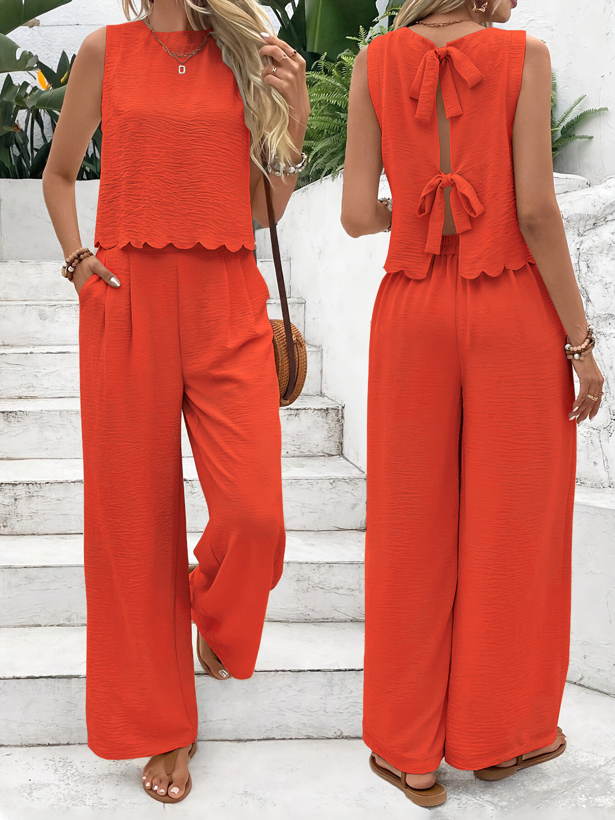 Women's Jumpsuit with Elegant Back Cutout and Wide Leg
