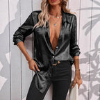 Elegant Metallic Long-Sleeve Blouse