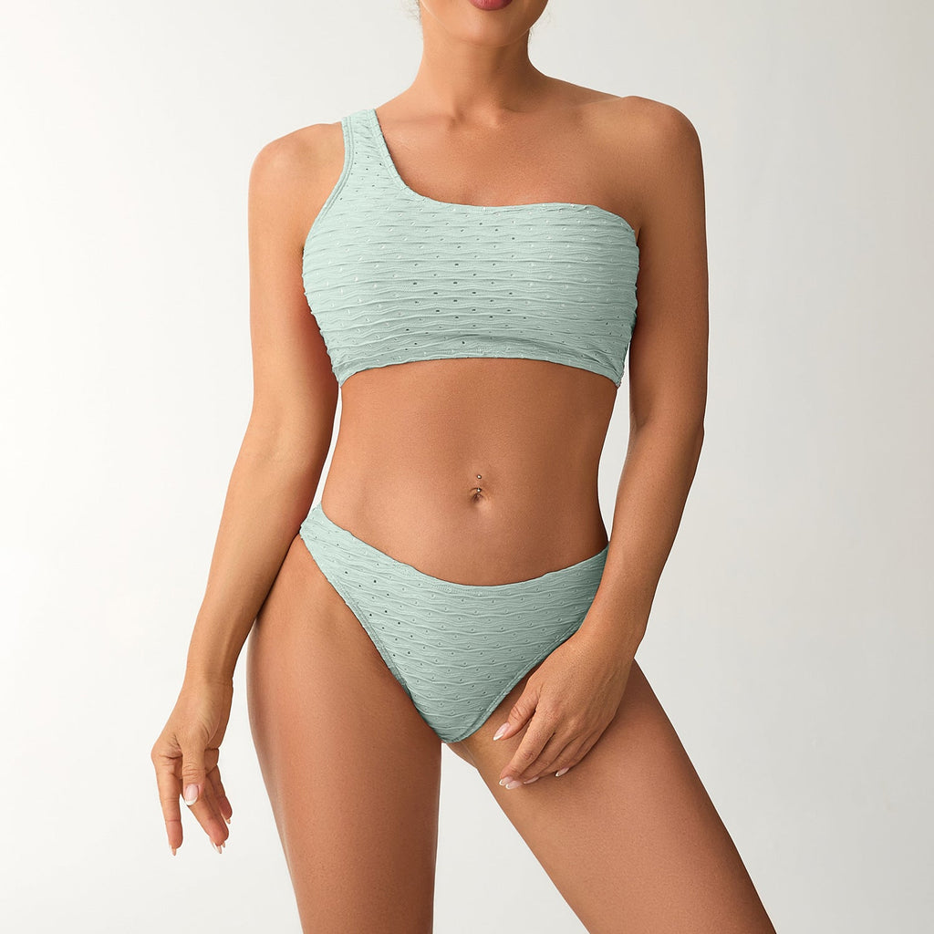 Women's Asymmetrical Bikini Set with Textured Surface
