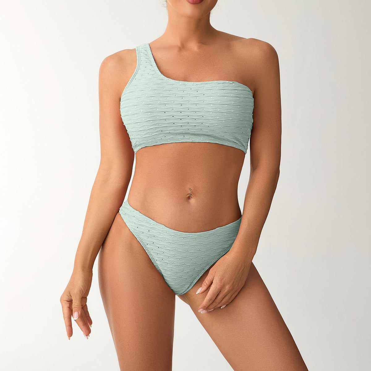Women's Asymmetrical Bikini Set with Textured Surface
