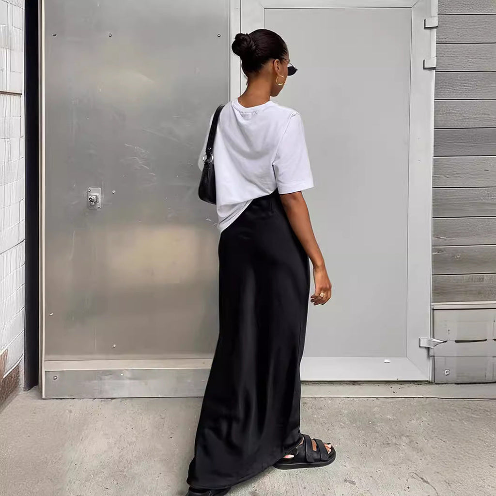 Women's High-Waisted Maxi Skirt with Side Slit