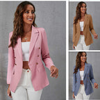 Elegant Double-Breasted Blazer with Side Pockets