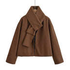 Women's Elegant Cropped Jacket with Large Collar