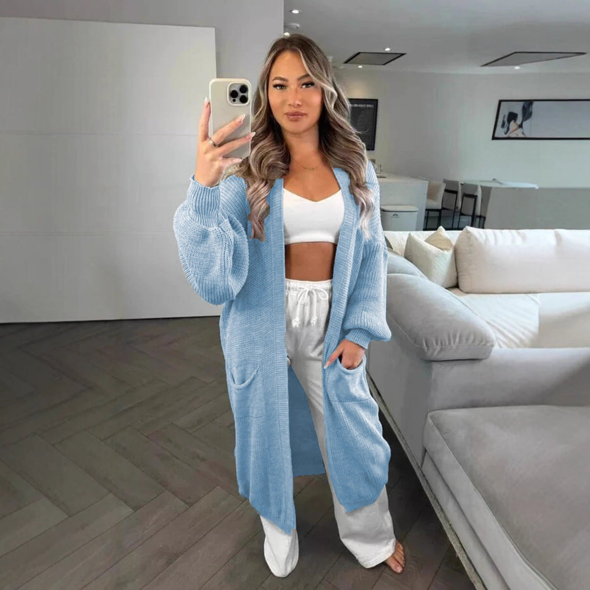 Women's Casual Knit Coat with Deep Pockets