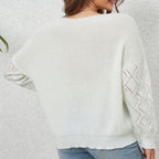 Elegant V-Neck Sweater with Attractive Lace Sleeves