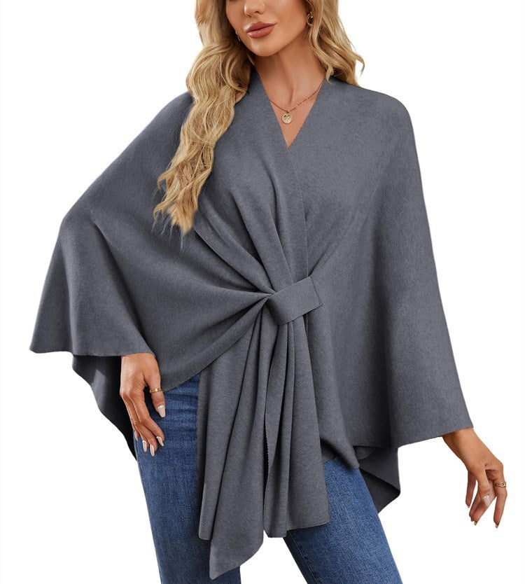 Women's Elegant Wrap Sweater with Asymmetrical Cut