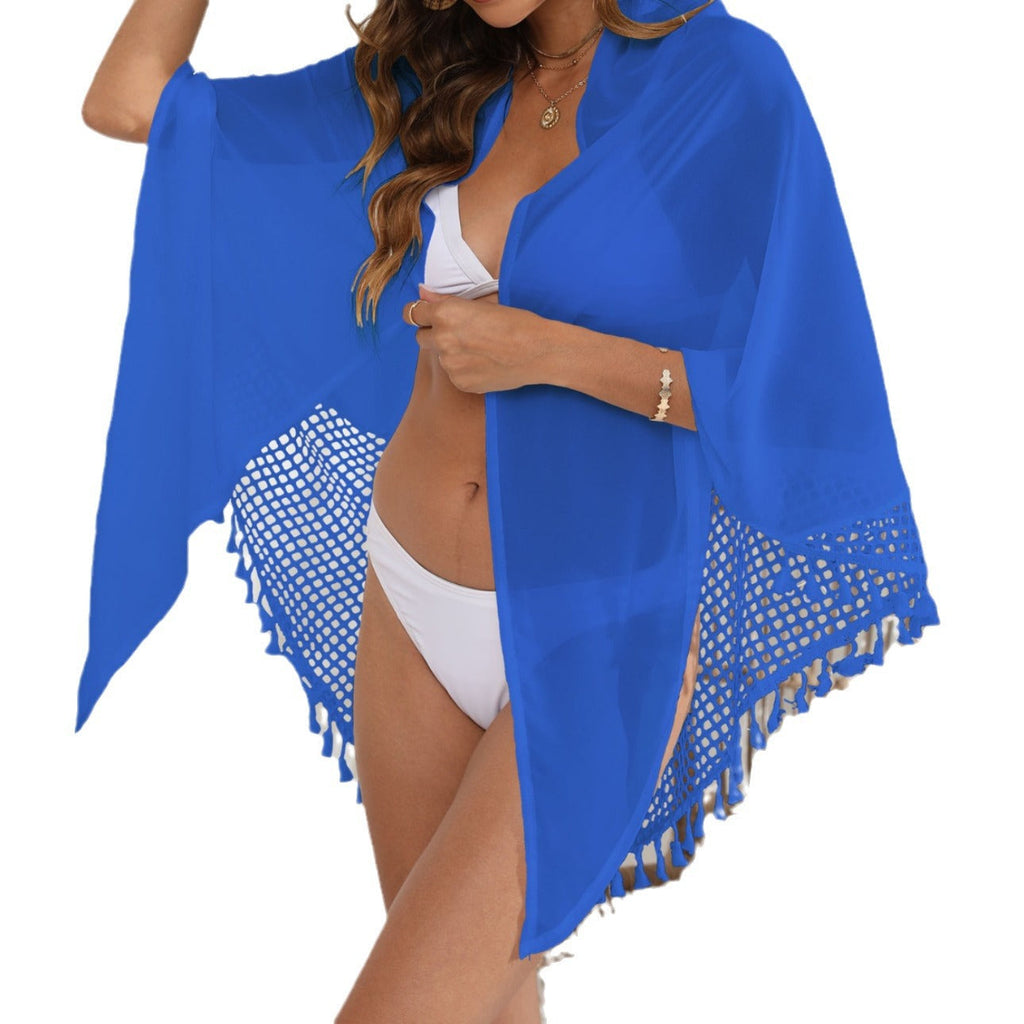 Women's Elegant Mesh Beach Sarong with Tassels