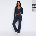 Women's Comfortable Button-Down Top and Loose Pants Set