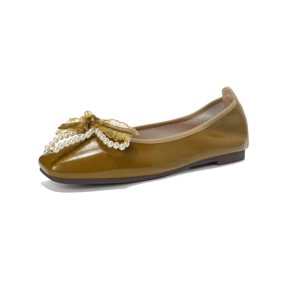 Women's Bow and Pearl Ballet Flats