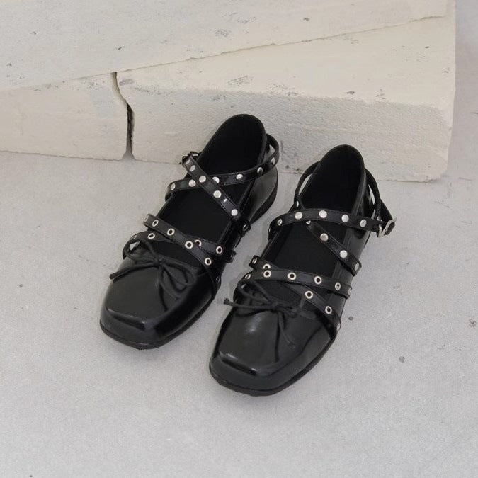 Women's Ballet Flats with Straps and Lacing